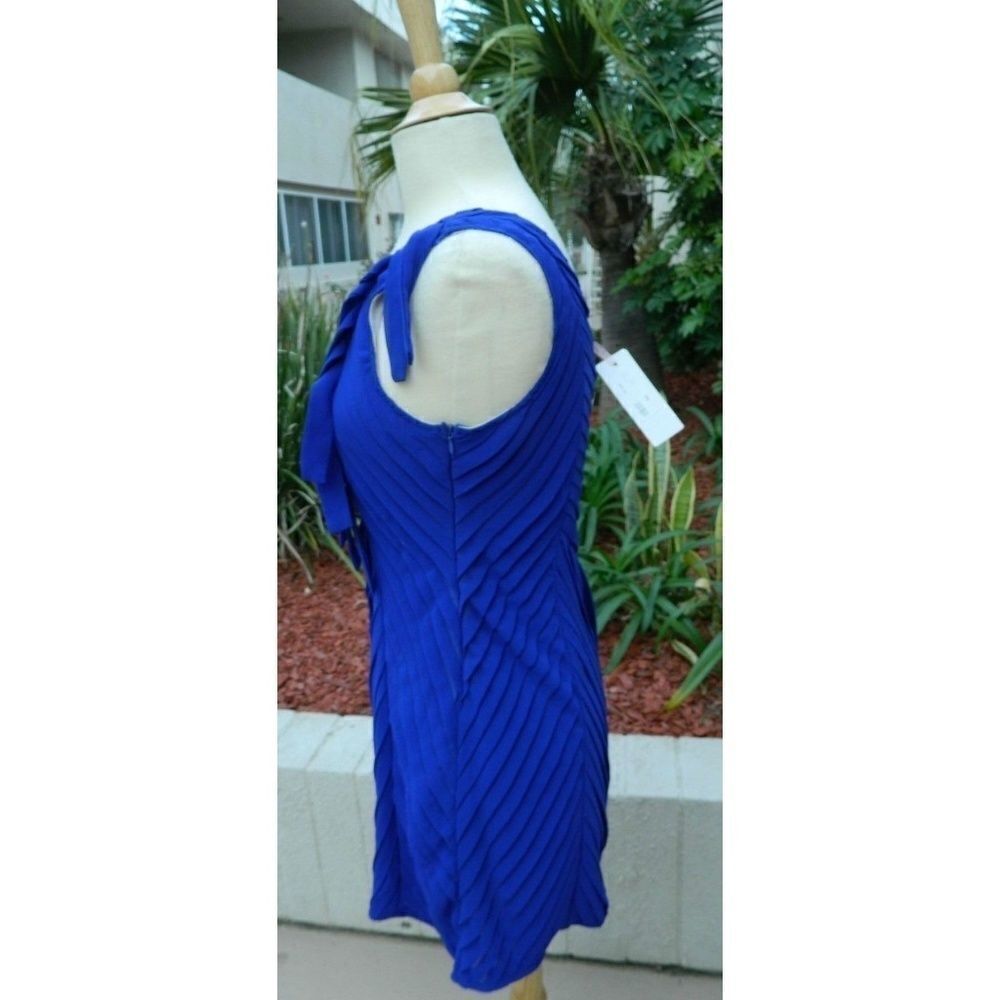 ModCloth One Shoulder Pleated Dress Blue Size M - Picture 4 of 8